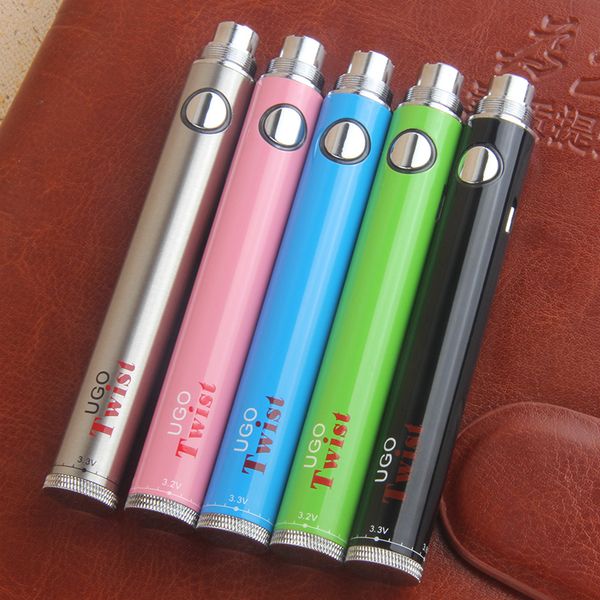 

510 Battery UGO Twist 650mAh 900mAh Vape Pen Battery E Cigarettes Adjustable Variable Voltage Micro USB Passthrough for 510 Thread Atomizers