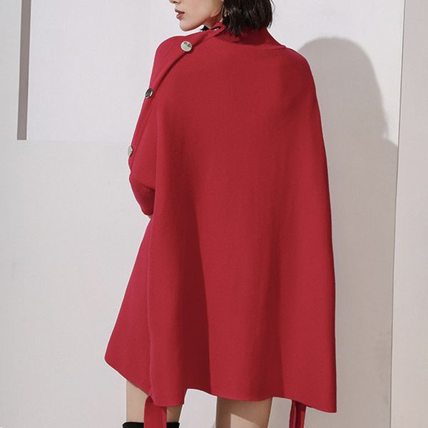 

ladies red sweater 2019 new outer awning shawl bat sleeve knit fashion long ladies dress dress, White;black