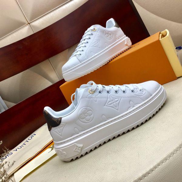 

women sneakers sneaker time out designer shoes embossed leather platform women black white sneakers with box