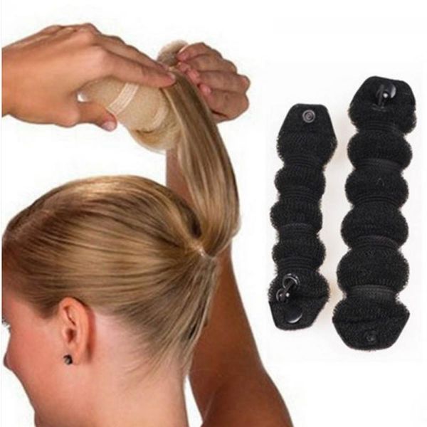 Fashionable Women Portable Size Nylon Magic Elegant Buns Hair Style Bun Maker Coffee