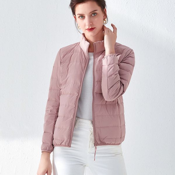 

2019 new style korean-style thin down jacket women's short stand collar fashion slim women's fat mm plus-sized coat, Black;white