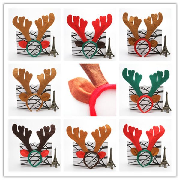

new 8 color reindeer antlers headband deer elk horn head band for children adults headdress christmas party jingle bells hair band, Slivery;white