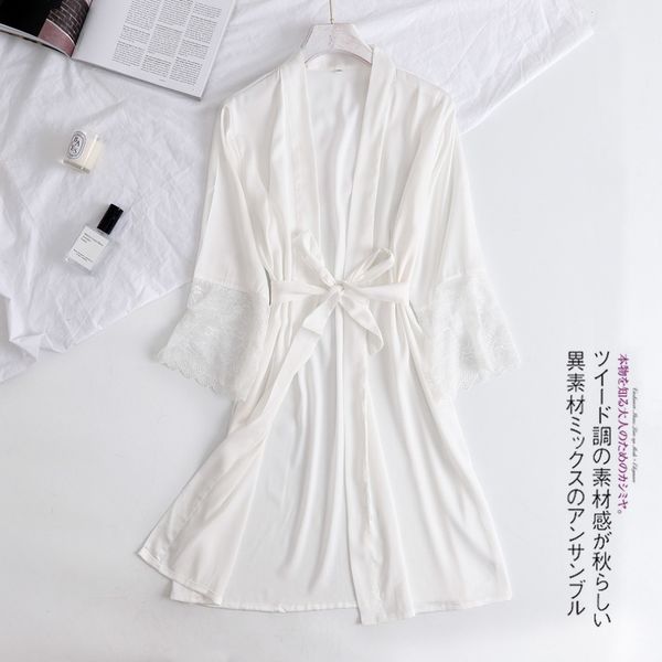 

white women silk lace robes wedding bridesmaid bride gown kimono solid robe sleepwear nightgown bridesmaid robes size -xl, Black;red