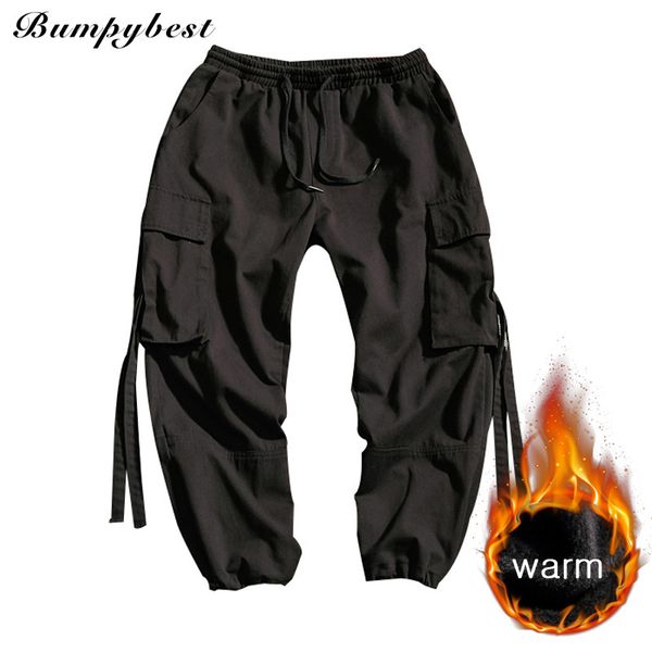 

bumpybeast new cargo pants large size autumn winter loose men's casual sweatpants velvet black pants trend streetwear joggers