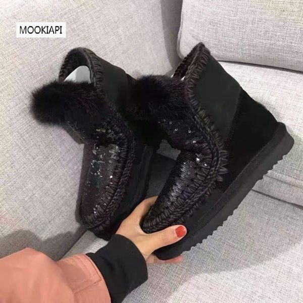 

china's brand women's snow boots, 100% real sheepskin, natural wool, fashionable women's shoes, delivery, Black