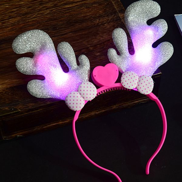 

glowing gold christmas antler headband led coloured lights hair hoop flashing glow headband hair accessori