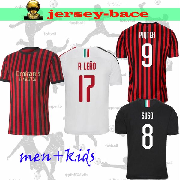 

new 19 20 ac milan soccer jersey suso home away 3rd calhanoglu musacchio rodriguez theo paqueta kids men football shirt, Black;yellow