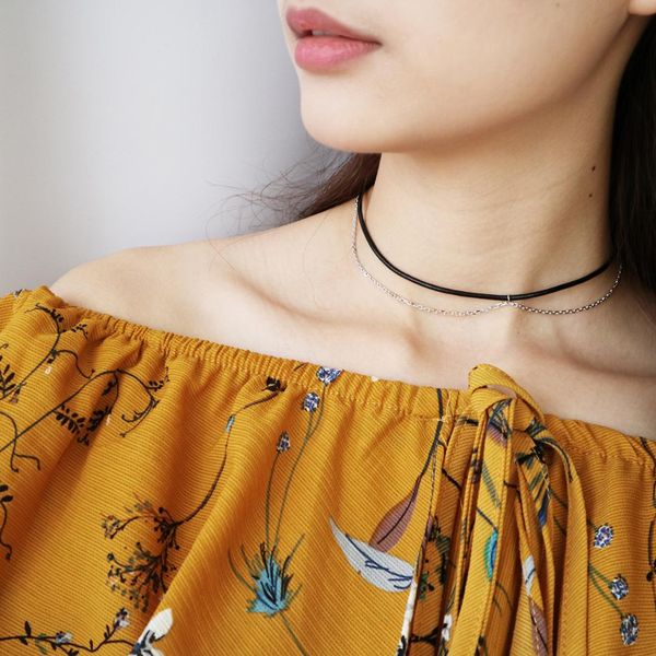

s925 sterling silver necklace female japanese and korean series sweet double neck strap rope collarbone chain