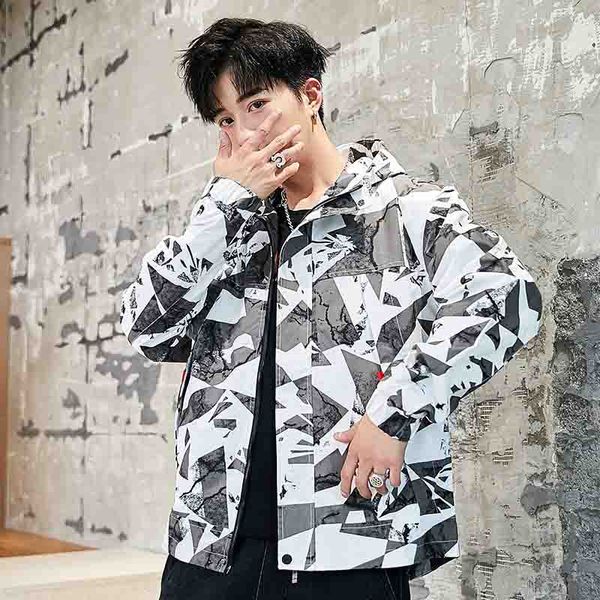 

2020 new arrival men's jackets fashion mens slim stand collar jacket with print spring & autumn casual men clothing size m-3xl 3 styles, Black;brown