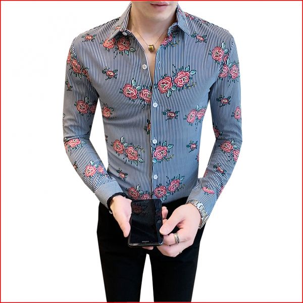 

homme французская рубашка slim fit printed camisas para homem рубашки вскользь платья мужская рубашка мода fancy club outfit, White;black