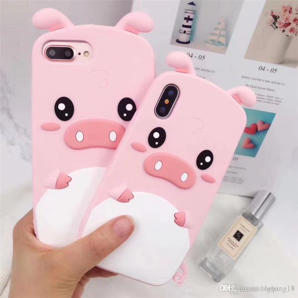 

sales cute cartoon 3d lovely pig piglet phone case for iphone 6 6s 7 8 plus x xr xs max soft silicone rubber cover fundas coque