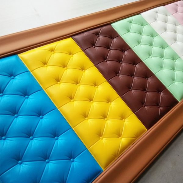 

3d sticker for wall diy foam soft bag tiles wall panels home decor leather waterproof self adhesive wallpaper kids room 30*60cm