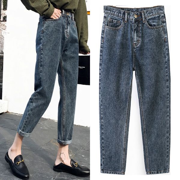

aprilgrass бренд старинные бойфренд гарем джинсы женщин весной свободные высокой талией джинсы женщина джинсовый карандаш брюки женские джин, Blue