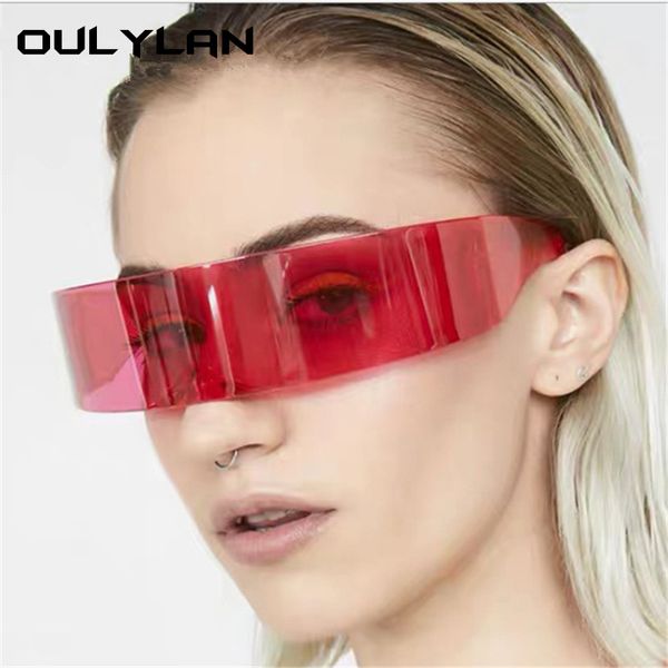 

oulylan women men wrap around sunglasses funny futuristic strange siamese glasses halloween supplies decoration party glasses, White;black