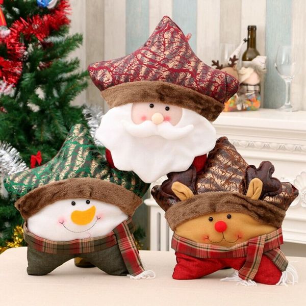 

new happy christmas five-pointed star santa snowman elk pillow cushion xmas home decor