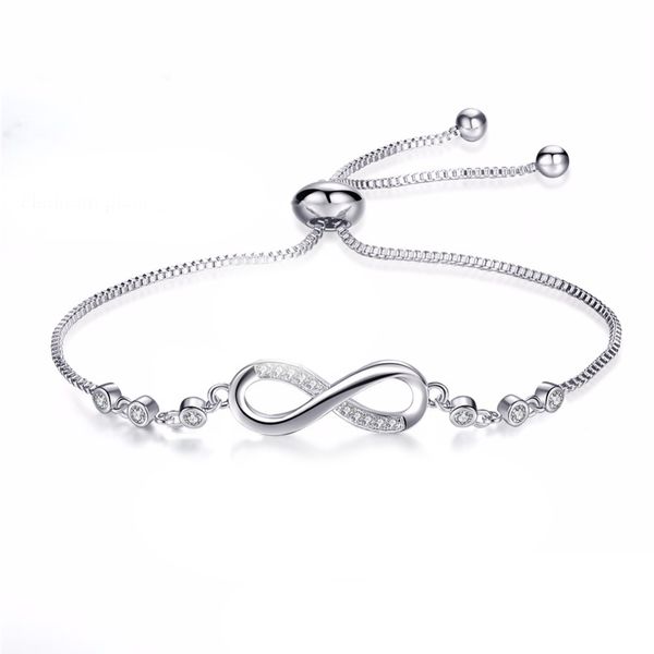 

women's 925 sterling silver infinite endless love symbol charm adjustable bracelet women's mother's day birthday gift, Golden;silver