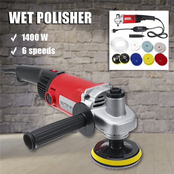 

doersupp 1400w 220v electric hand wet stone polisher grinder diamond polishing grit pads concrete marble granite water mill