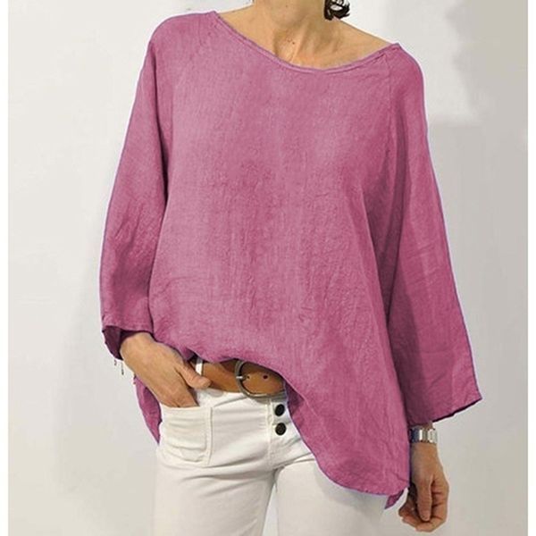 

blouse women 2020 new autumn nine quarter sleeve shirt o-neck black casual basic classic loose shirts, White