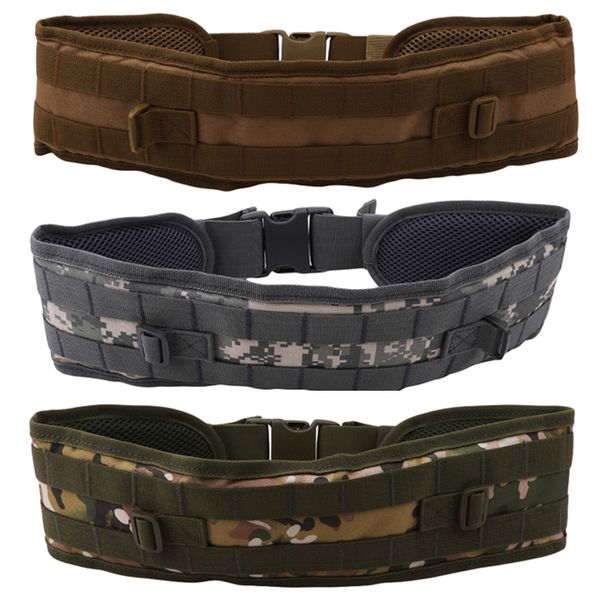 

tactical padded molle sport belt mens girdle army combat outer breathable universal outdoor cs waist belt, Black;gray