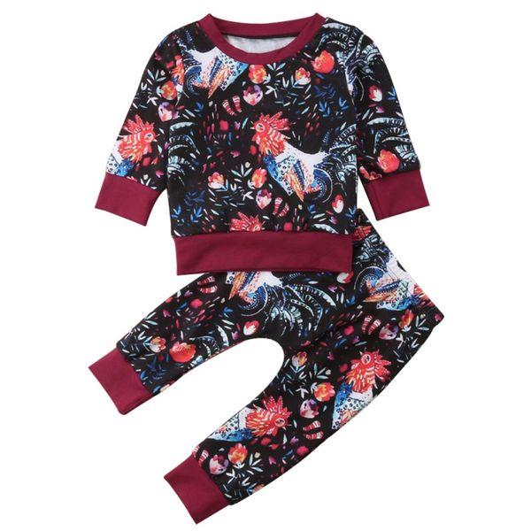 

kids baby set boys personality print shirt+comfortable pants trouser set baby clothes newest, White