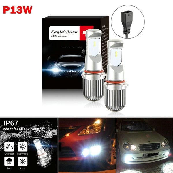 

2pcs p13w h8 h9 h11 hb3 9005 led headlight bulbs car fog lamp low beam fog light mini csp 6000k xenon white ip67