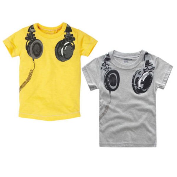 

new headphone design t shirt boys kids short sleeve t-shirt tees 100%cotton, Blue