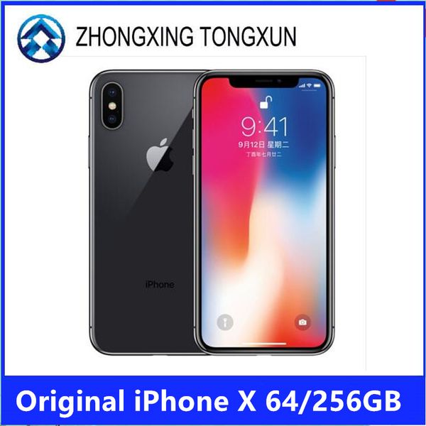 

Разблокирована Apple iPhone X iphoneX 4G LTE Мобильный телефон 5.8 '' 12.0MP 3G RAM 64G / 256G ROM Face ID Мобильный телефон бесплатно DHL