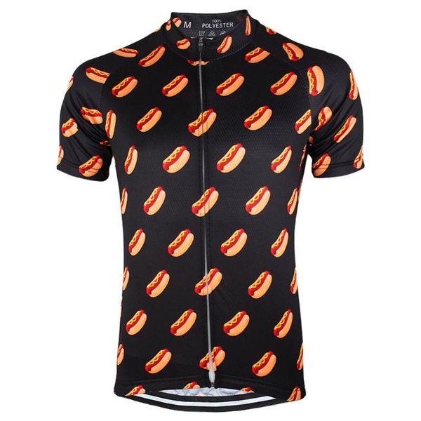 

hirbgod 2020 new men's bike shirt funny hamburger print cycling jersey men short sleeve bike clothing black bicycle ,hk166, Black;red