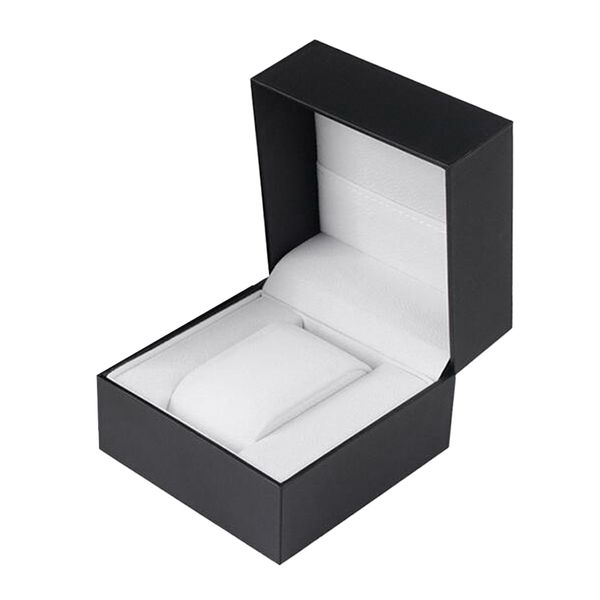 

black plastic single slot watch bracelet case wristwatch box gift organizer, Slivery;brown