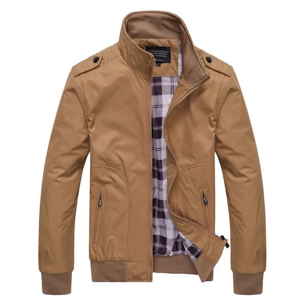 

quality men's bomber jackets solid coats male casual stand collar jacket coat outerdoor overcoat male clothing m-xxxxl, Black;brown