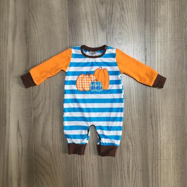 

благодарение нового прибытие мальчики оранжевых синих малышей полоса тыква одежда младенец комбинезон пачка хлопок ползунки оборки, White