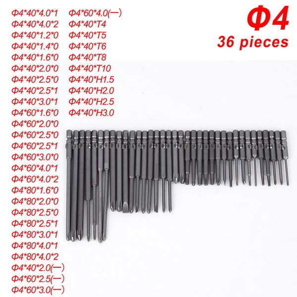 

36pcs 40mm magnetic screwdriver bits for dc powered electric screwdriver magnetic hex shank cross head one head hex set