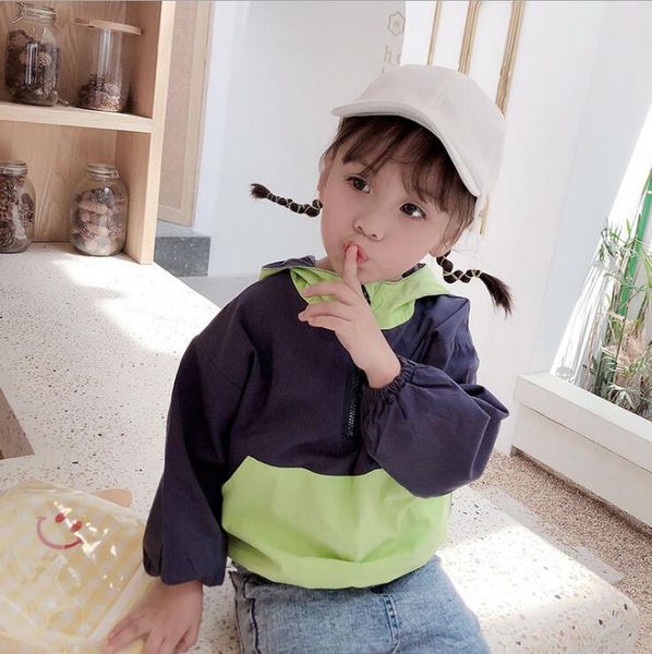 

2019 new arrival girls boys hooded coat autumn full sleeve fashion kids jacket 2-7 years pq48, Blue;gray