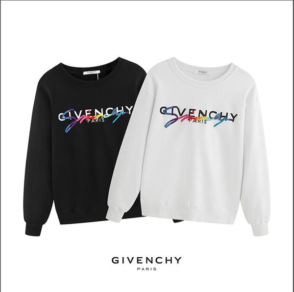 

new design luxury glvenchyparis embroidered sweatshirt france fashion black felpa sweatshirt large white band men women hoodies--13
