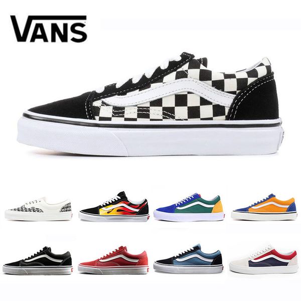 

VANS Flames Оригинальные старые SKOOL кроссовки черные синий красный Классические мужские женщин холст кроссовки моды Прохладный Скейтбординг повседневная обувь 36-44