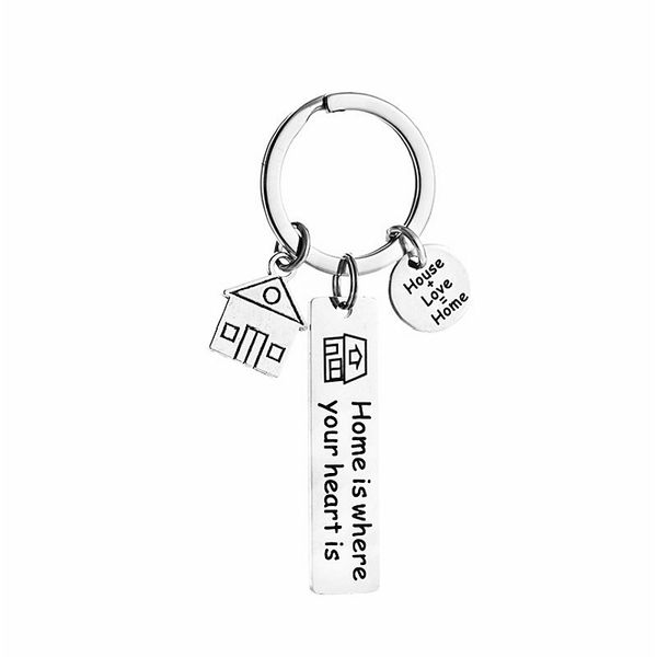 

creative style home is where your heart is family love keychain, Silver