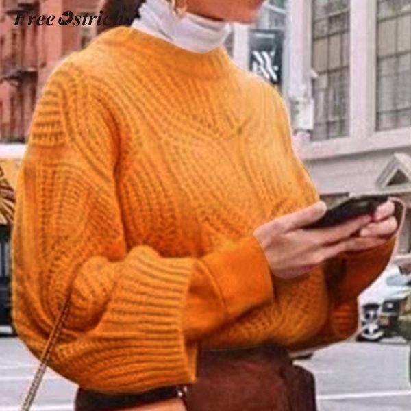 

ostrich women pull o neck sweaters 2019 yellow sweater women's sweater jumper harajuku chic pull girl n30, White;black