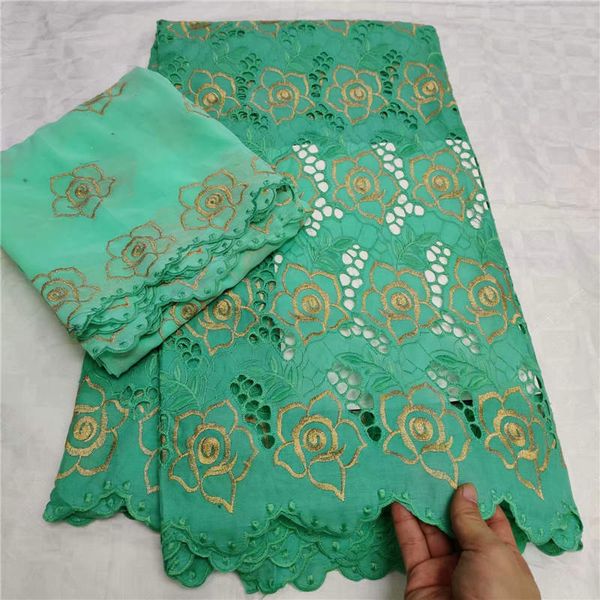 

2019 african net lace fabric 100% cotton embroidery french swiss voile punch cotton lace fabrics white 7yards a2291, Black;white