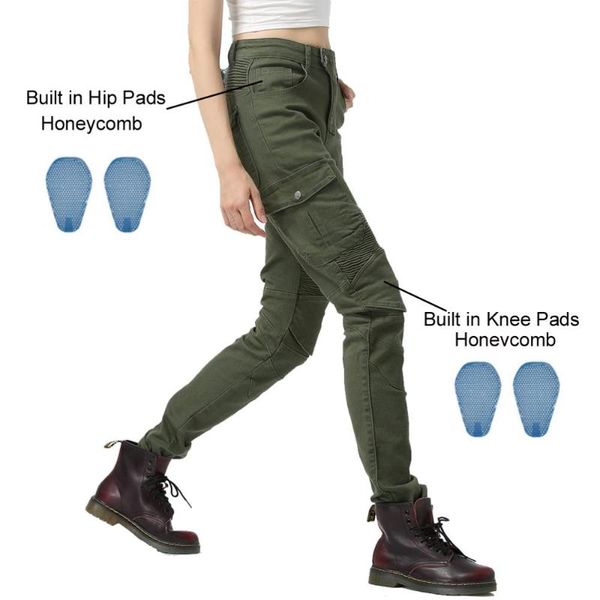 

biker jeans for women motorcycle riding pants 4 x detachable honeycomb armor knee hip pads motorbike off road motocross trousers