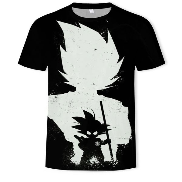 

mens designer dragon ball 3d digital printing short sleeve t-shirt top, White;black