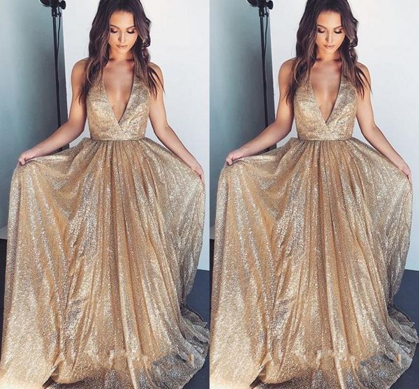 

Gold Evening Dresses Seqiomed Prom Gowns V Neck Spaghetti Elegant Special Occasion Dress Formal Wear vestidos de fiesta Abendkleider