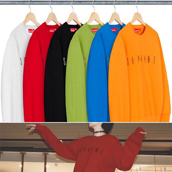 

tide brand supplier 5 colors 19fw fxxk you crewneck embroidery solidcolor pullover street hip hop style, Blue;gray