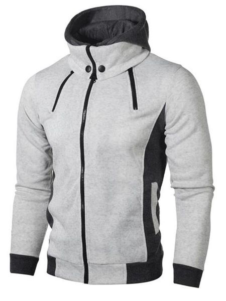 

zipper men jackets autumn winter casual fleece coats bomber jacket scarf collar fashion hooded male outwear slim fit hoody, Black;red