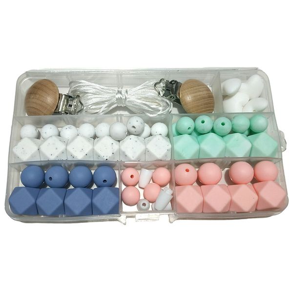 

silicone hexagon bead teether diy handmade mom jewelry charm pendant necklace teething accessories baby nuring gifts toys