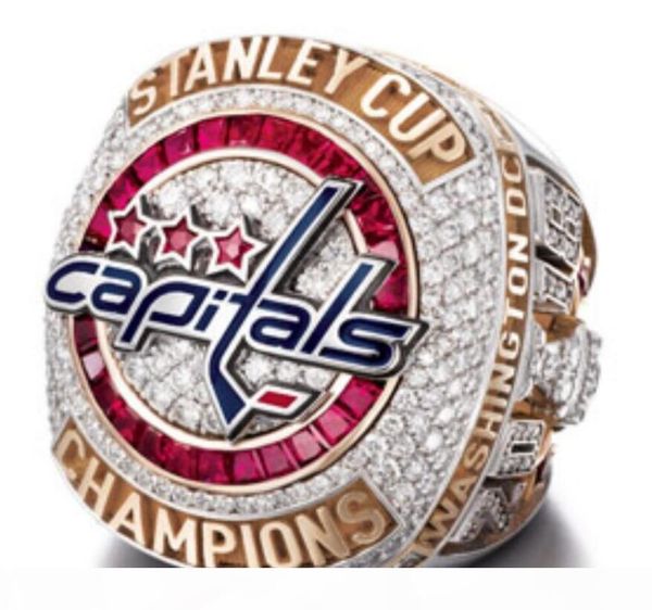 

2018 washington capitals stanley cup championship ring fan men gift wholesale drop shipping, Golden;silver