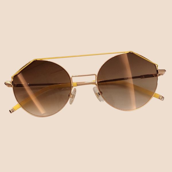 

fashion metal frame multilateral sunglasses female 2019 personality gold lens mirror eyewear oculos de sol uv400 m0042, White;black