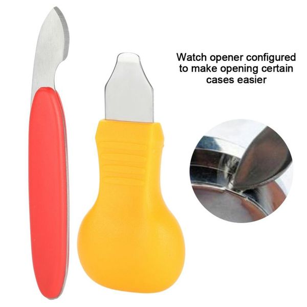 

2pc watch back case opener knife watchmaker jewelers plastic+stainless steel repair pry open watch dial tools opener#3$