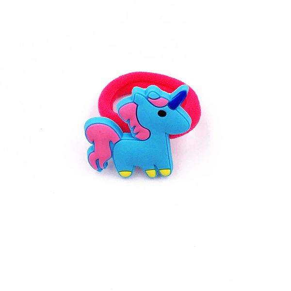 

1pcs selling animal pvc icon head accessories cartoon unicorn elastic hair band cute rubber rope little poni head wear, Slivery;white