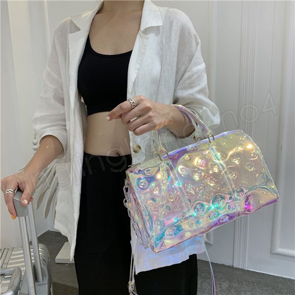 

La er geometric handbag tran parent luggage bag colorful travel bag tote handbag duffle bag ummer beach gym handbag ffa2352
