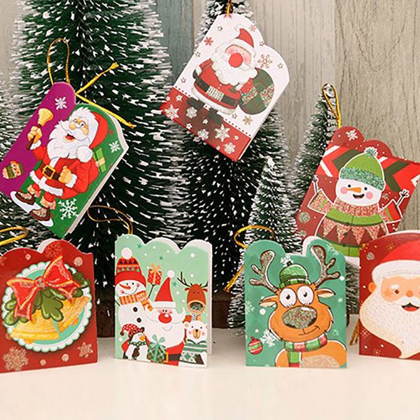 

128pcs/pack christmas greeting card christmas tree wish hanging card blessing wish tree hanging ornament navidad